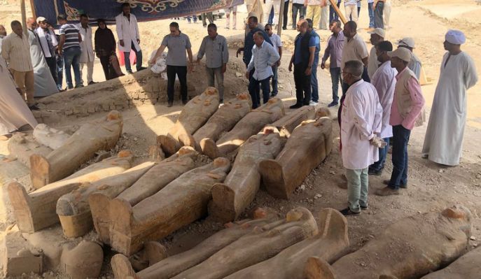 Over 100 ancient coffins unearthed in necropolis near Cairo